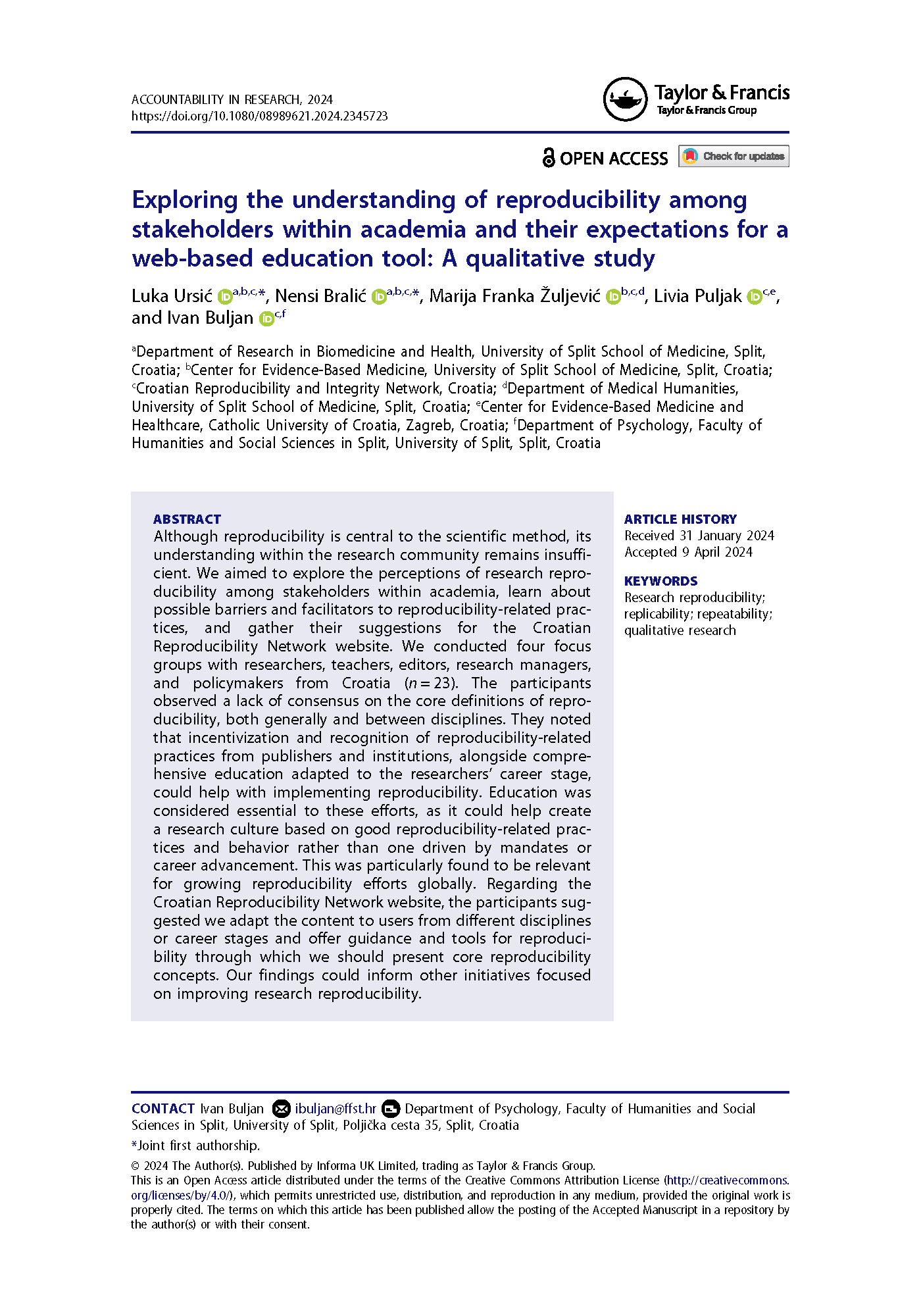 New paper out on reproducibility